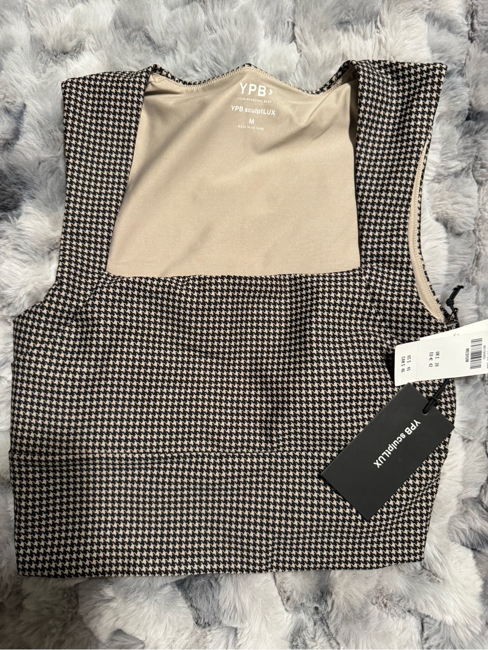 Abercrombie & Fitch Houndstooth Crop Top in Black & Cream